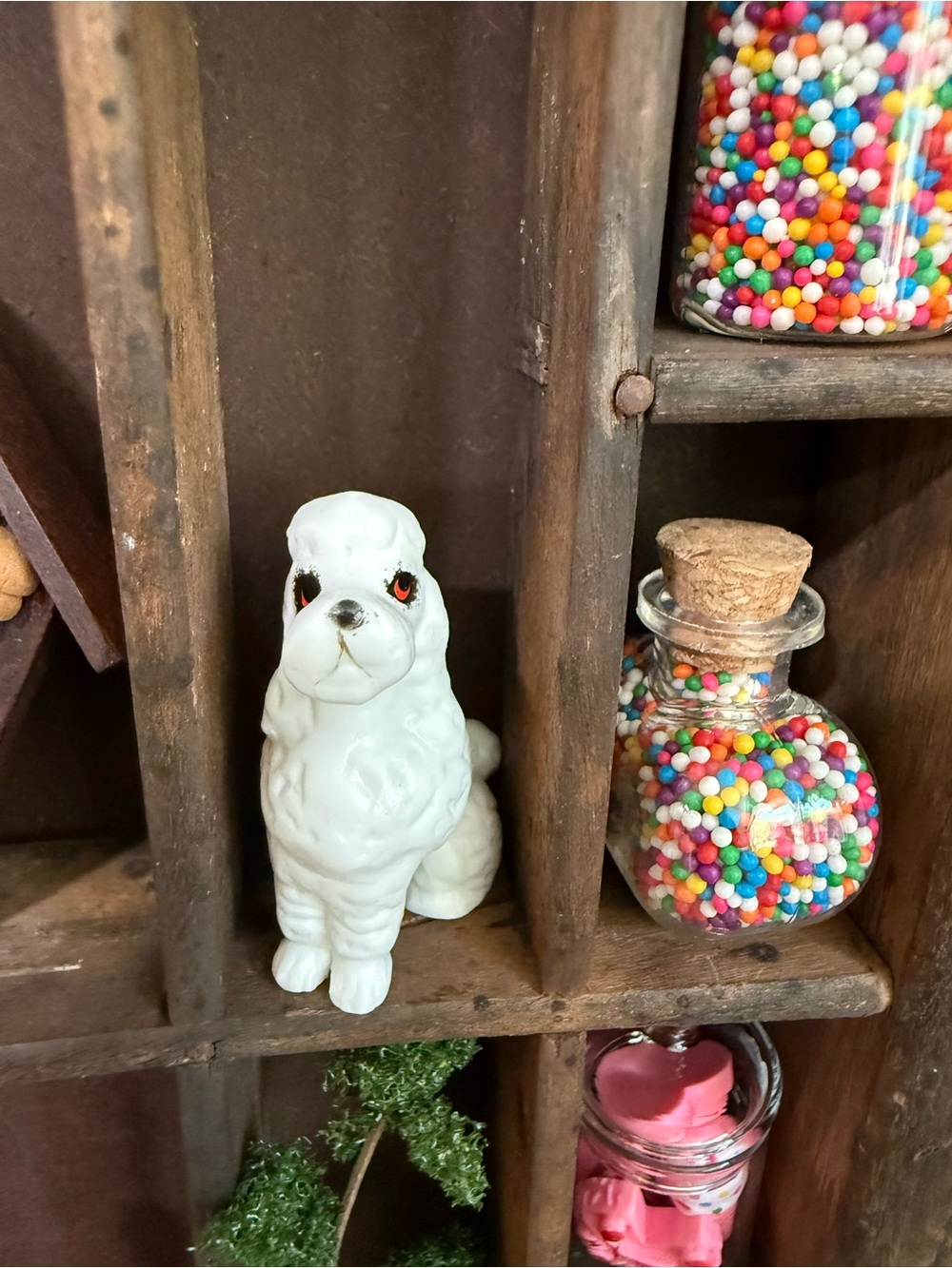 Vintage White Ceramic Poodle Figurine - Decorative Small Pet Statue Miniature